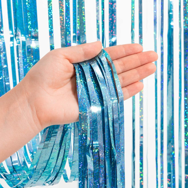 Blå Tinsel Gardin Party Baggrund - Pakke med 2 Blue