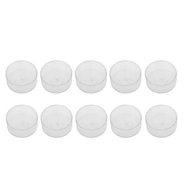 10 stk. gjennomsiktige telysholdere i plast, runde formet stearinlysform, gelévoksbeholdere, form for håndverk