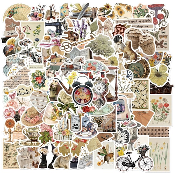 Boho Estetiske Klistremerker, 100 stk Vintage Western Art Minimalistisk Graffiti Vanntette Vinylklistremerker B1