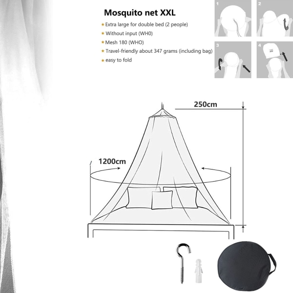 Dome Myggnetting, Seng Myggnetting Stor Polyester Myggnetting
