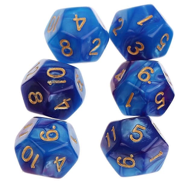 10 stk. 12-sidige terninger D12 polyedriske terninger for terninger Hvit{h} Blue Purple