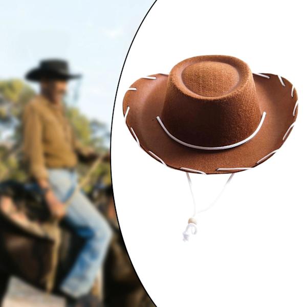 1/2/3/5 Cowboyhat i filt Cowgirlhatte med vindlinse solhat Brun Brown 1 Pc