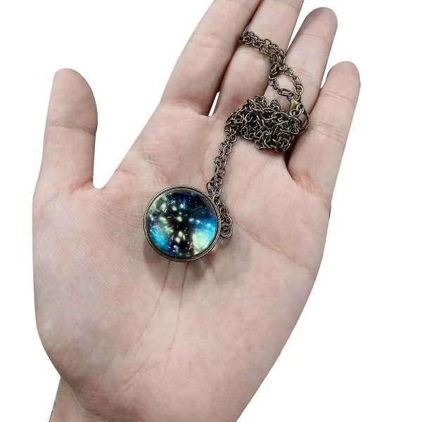 Glow In The Dark Galaxy System Dobbeltsidig Glass Dome Planet Halskjede Anheng