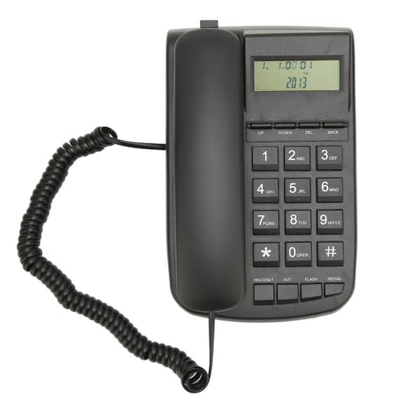 Sladdtelefon med nummerpresentatör, stora knappar, volymkontroll, väggmontering, sladdtelefon med LCD-bakgrundsbelysning
