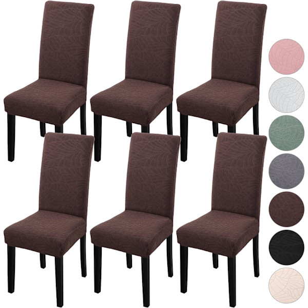 4-pack julstolsöverdrag, stretch, avtagbara tvättbara matsal blad-choklad Leaves-chocolate 6