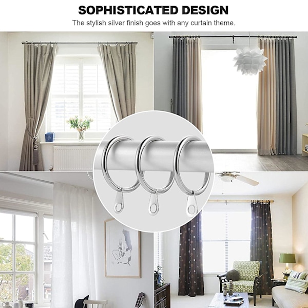24-pack Metallgardinstänger, 30 mm Innerdiameter för Gardinstänger, Stänger och Draperi, Silver