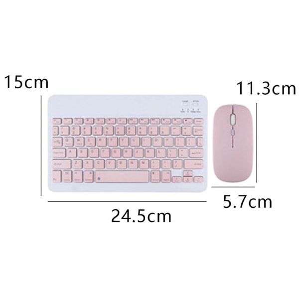 Gjenladbar Bluetooth-tastatur og mus-kombinasjon Ultra tynn bærbar kompakt trådløs musesett for Android Windows Tablet Telefon Ipad Ios pink