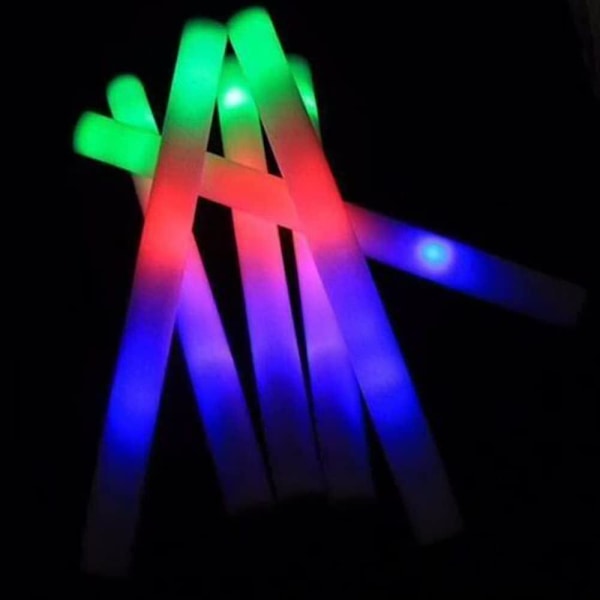 6 stk. LED Glow Foam Sticks - Multifarvede Blinkende Skumstænger til Fester, Koncerter, Bryllupper, Fester