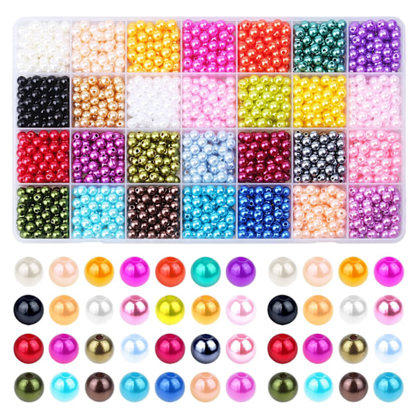 1960 stk perler, 6 mm 28 farger Flerfargede perler Perler Løs perler