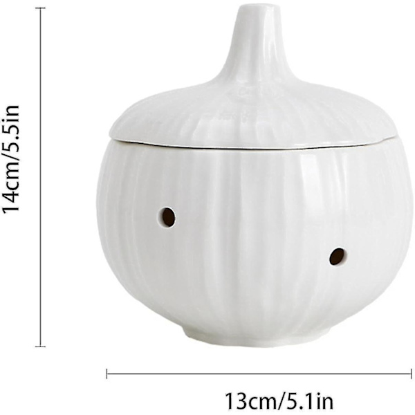 Garlic Keeper Opbevaringsbeholder Keramik Garlic Holder Hus Ed Garlic Opbevaringskrukke Med Låg Til At Opbevare Ingefær Hvidløg S Er White