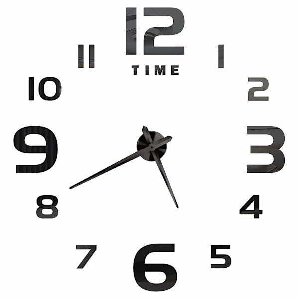 3D Suuri Seinäkello DIY Akryyli Peilikello Tarra Ylisuuri Kello Kellon Eurooppa Horloge Olohuone Koti Sisustus Useita Tyylejä Musta J Black J 37 inches (60-90cm)