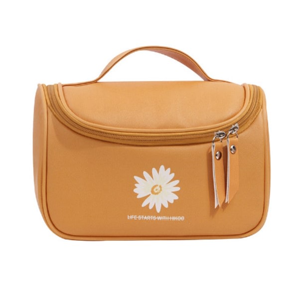 Waterproof handheld cosmetic bag with large capacity Chrysanthemum yellow