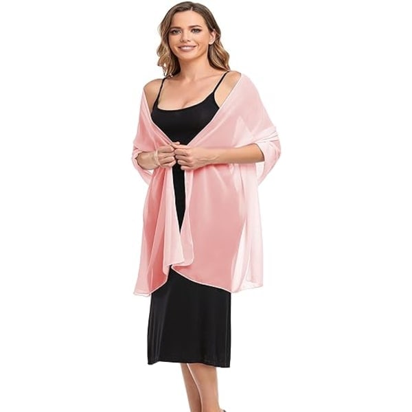 Ljusrosa chiffong sjal och scarf för kvällen - Elegant och mjuk[qb]