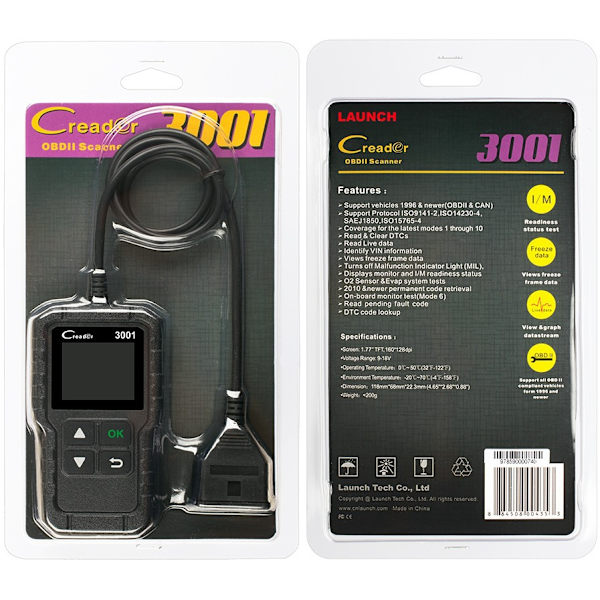 Launch x431creator/cr3001obdii fullfunktionskodläsare Car fault reader