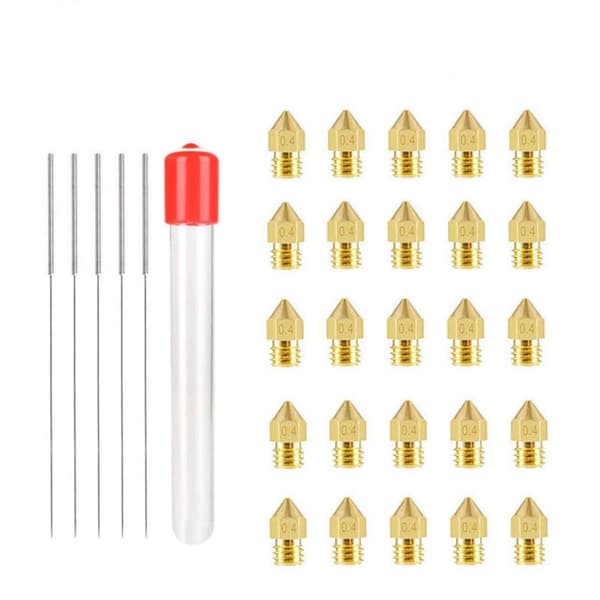 25 stk. 0,4 MM Ender 3 Dyse MK8 3D Printer Ekstruder Dyse[BT}