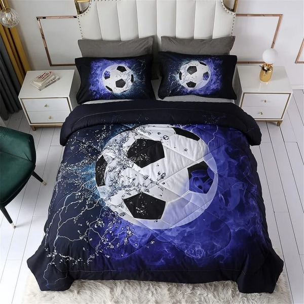 Boys and youth soccer bedding set, 2-piece sports bedding set, microfiber 3D cover 1 case