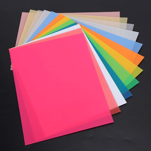 Kutistuva muovi kutistuva kalvo Bops 12 väriä 12 kpl Lämpökutistuvan kalvon arkit Värikkäät DIY-avaimenperän tarvikkeet 14,5X20 cm