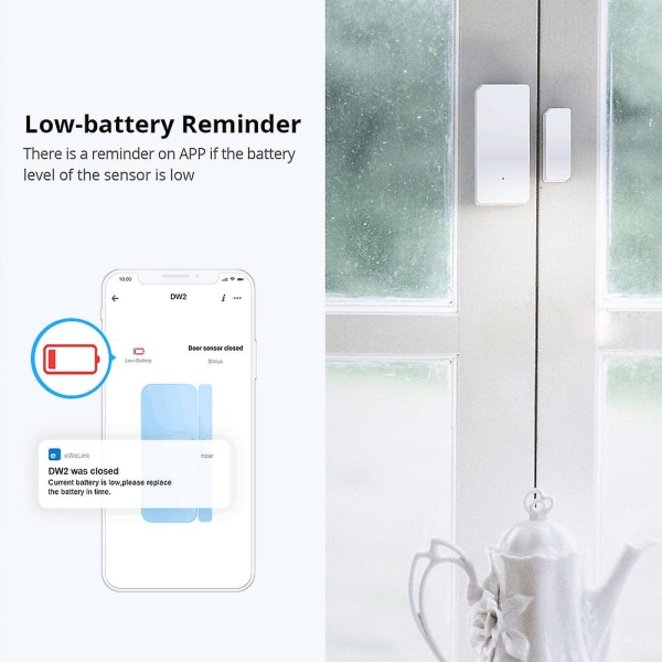 Hvit Sonoff Dw2 Sensor Wifi Trådløs Dør- og Vindusalarm Sensor Åpne/Lukk Detektorer Trådløs Automatisering Tyverialarm E-welink App Varsling