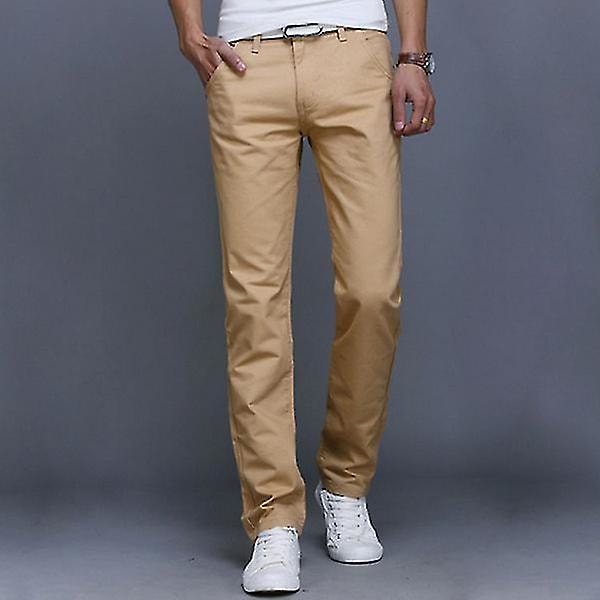 Chinos för Män Casual Byxor Khaki Khaki 32