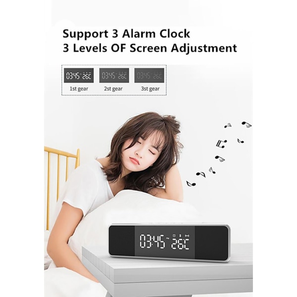 Bluetooth-högtalare multifunktions väckarklocka med radio LED
