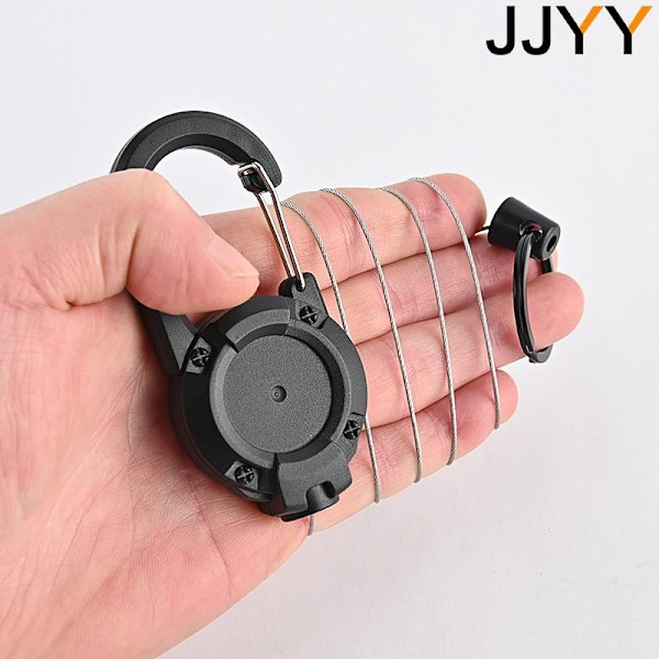 Utomhusprodukter Retractable Keychain Bärbar Märke Lanyard Hållare Ryggsäck Nyckelring Bältespänne Hängare Svart Svart Black A