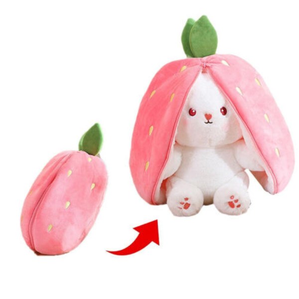 Transformerbar jordgubbsmorot kanin plysch leksak fylld kanin - lager Strawberry 25cm