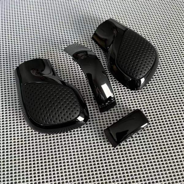Sort Krom Med Alcantara Læder Gearskifte Knapknap DSG Emblem Til VW Golf 6 7 R Passat B7 B8 CC R20 Jetta MK6 GLI - Sort Læder Black Leather Hole
