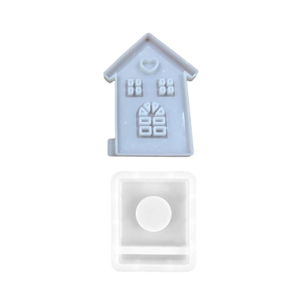 Huslysholder Form med base DIY Hjemmelavet Kærlighedshjerte Vindue Hus Lysestage Dekoration Gips Epoxyharpiks Form B