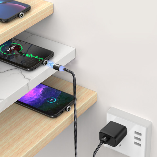 usb-c magnetisk lader svart svart black