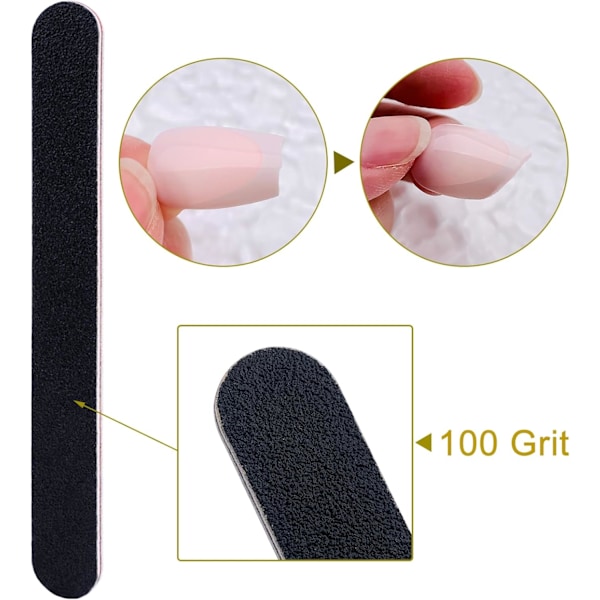 Nagelfil 10 STK Professionell Dubbelsidig 100/180 Korn Nagelfilar Smärgelbräda Svart Manikyr Pedikyr Verktyg och Nagelfilning