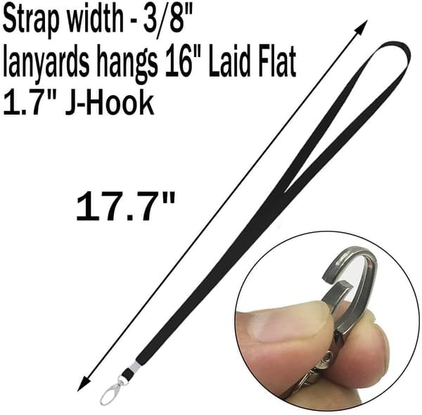 10 stk Lanyard Svart Lanyard for ID-koder Nylon Lanyard Bulk Clip Svingbar Henger for Kontor ID-koder Nøkkelringer