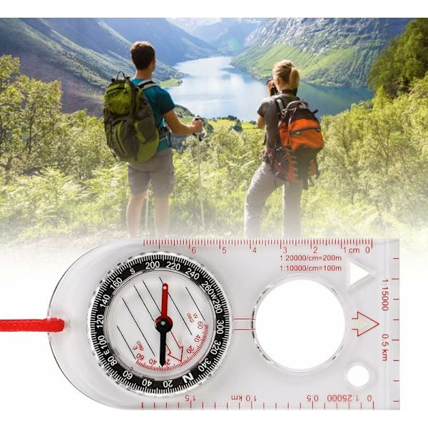 Vandringskompass, militär överlevnadskit utrustning, idealisk för kartorientering, vandring, camping, utomhussporter.