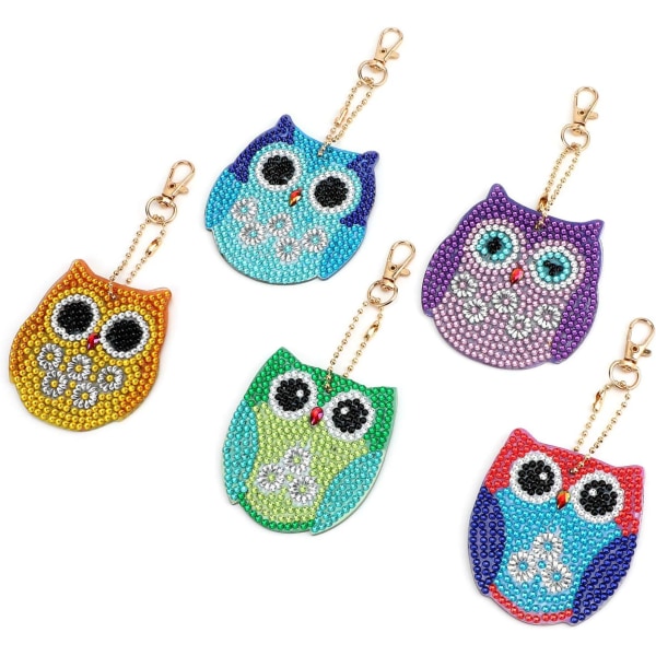 DIY Owl Nyckelring Diamond painting Full Diamond, DIY 5D Mosaic Shap