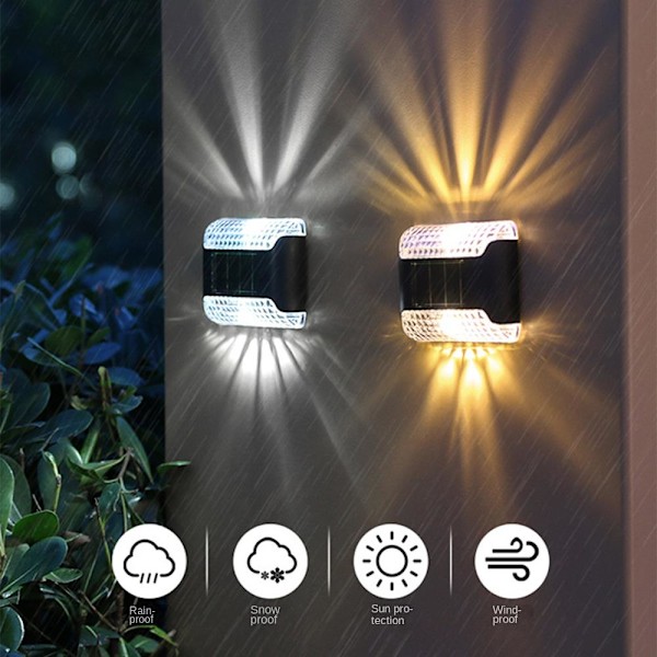 4 stk LED Solcelledrevne Lys Gjerde Solcellelampe 4 stk - VARM 4pcs-Warm Light 4pcs-Warm Light