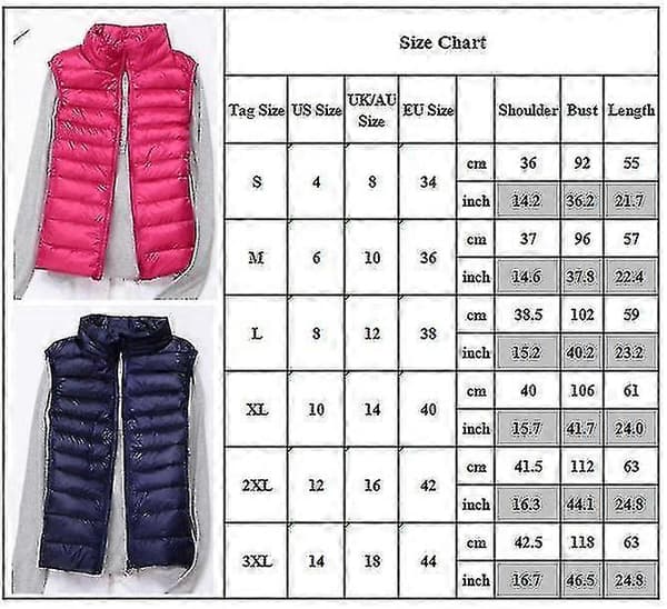 Lättvikts Termoväst för Kvinnor Vinter Quiltad Väst Puffer Jacka Gilet Vadderad Kappa Mörkblå Dark Blue M