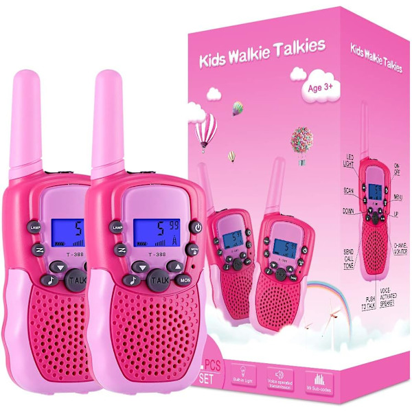 Leikkikalut 3-12-vuotiaille tytöille ja pojille, Walkie Talkies lapsille 22 kanavaa 2-suuntainen radiolelu taustavalaistulla LCD-taskulampulla, 3 mailin kantama ulkona, leirintäalueella