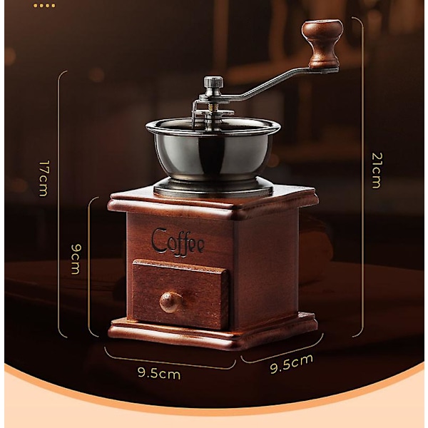 Kaffe kvarn, kaffebönor kvarn, manuell kaffekvarn, retro liten kvarn för hushållet