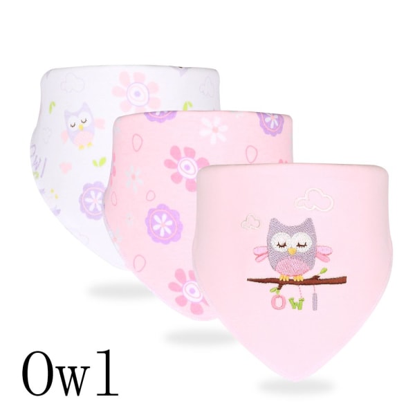 3 st baby bomullshanddukar triangel halsduk saliv handduk UGL Owl