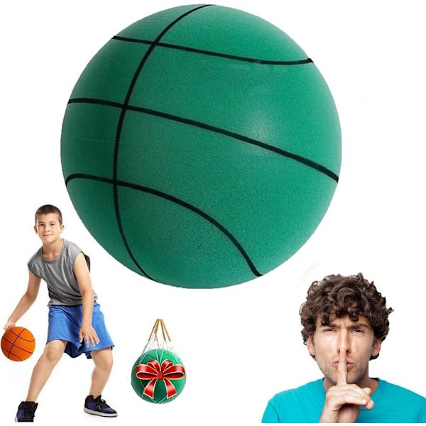 Tyst basketboll 29,5 tum, standard Hush Handle basketboll, tyst basketboll dribbling inomhus grön Green Number 3