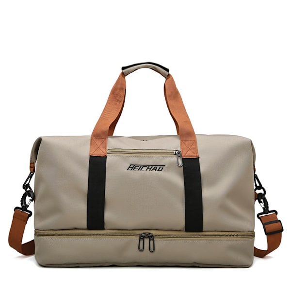Stor duffelbag, lett treningsbag for reise, khaki Khaki