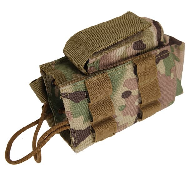 Molle Radioväska Mini Radiohållare Väska Vattentät Walkie Talkie Holster med Sidofickor Kamouflage