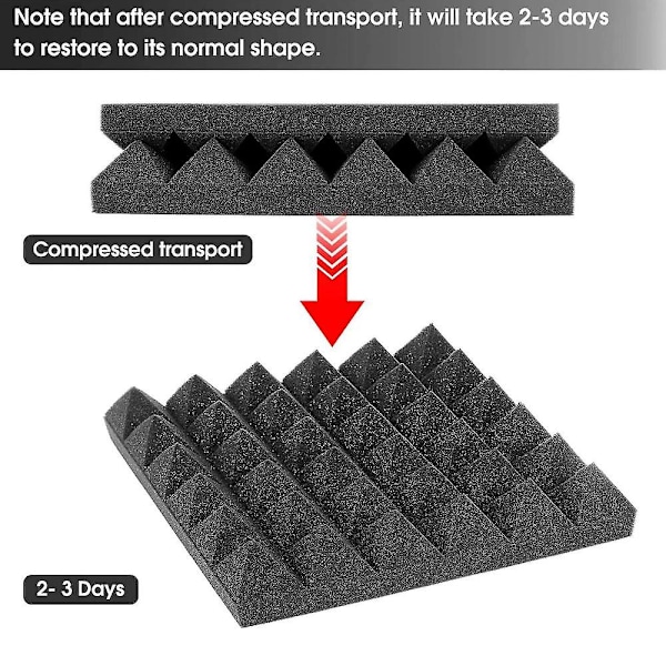 12 stk. 30x30x5cm lydisolerende skum til lydstudie, klaverrum, lydisolering