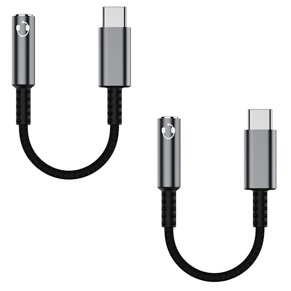 USB C til 3,5 mm hun hovedtelefon-stikadapter (2-pak), USB-type