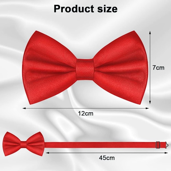 Sløyfe for menn, klassisk ensfarget sløyfe for menn, sateng smoking sløyfe, justerbar formell sløyfe for fest, bryllup[qb] Big RED
