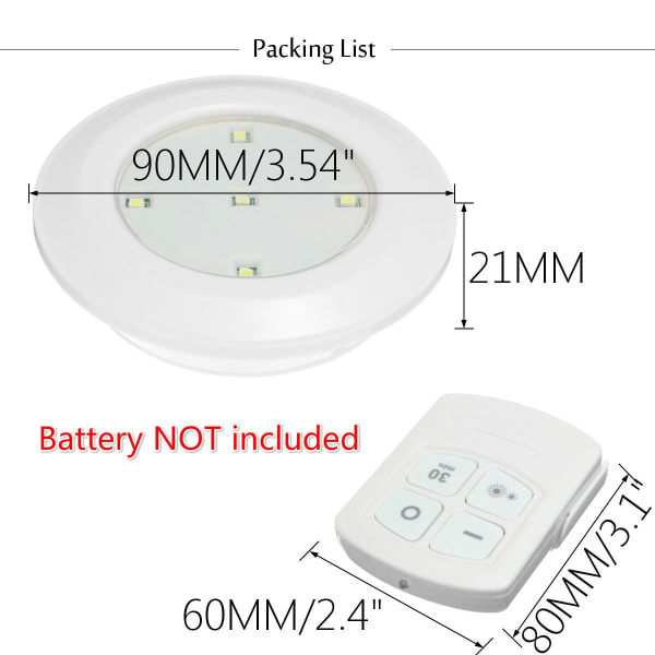 AAA-batteridrevet fjernkontroll LED-lys under skaplys 3Pcs Light with 1Pc Controller