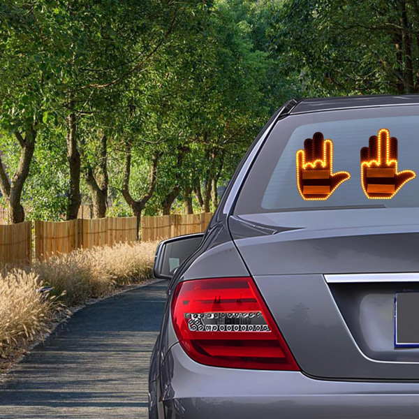 Middle Finger Car Light - LED Road Rage Sign - Fjärrkontroll - Coola biltillbehör för män A