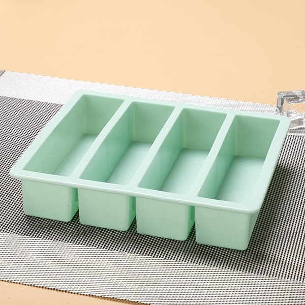 pc 4 rum lang strimmel silikone terninger firkantet form DIY C Green