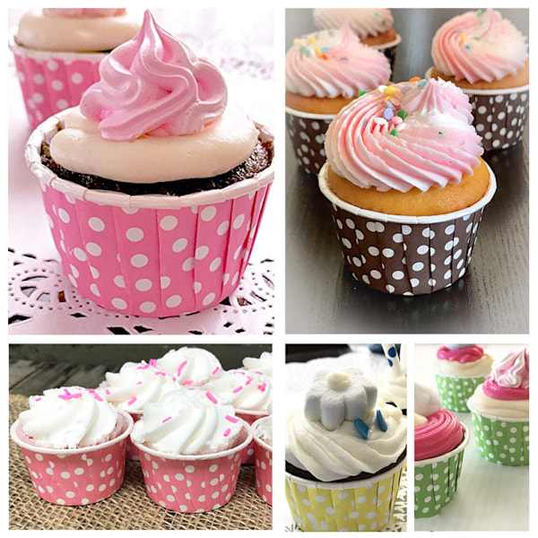 50 st Glassbägare Dessertskålar för Fryst Yoghurt Cupcake Tårta Dot/Green