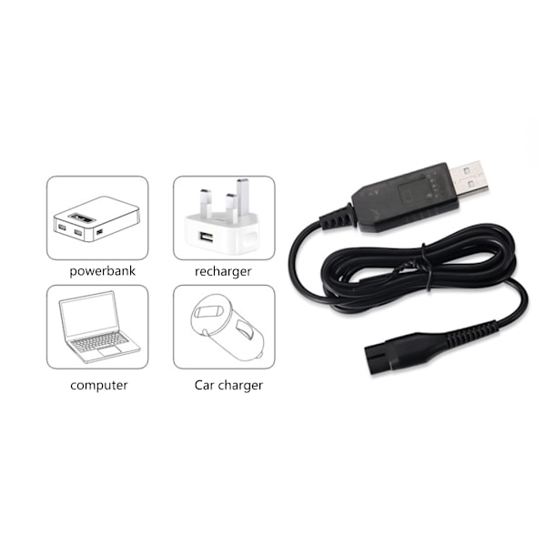 Høvel USB-ladekabel 1M for QP2520 QP2521 QP2620-serien A00390 S301 310 Elektriske barbermaskiner Ladeledning