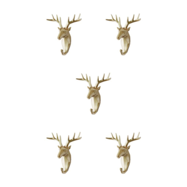 1/2/3/5 Robust og holdbar dyrehoved nøglekrog til enkelt gylden (hjort) golden (deer) 5 Sets